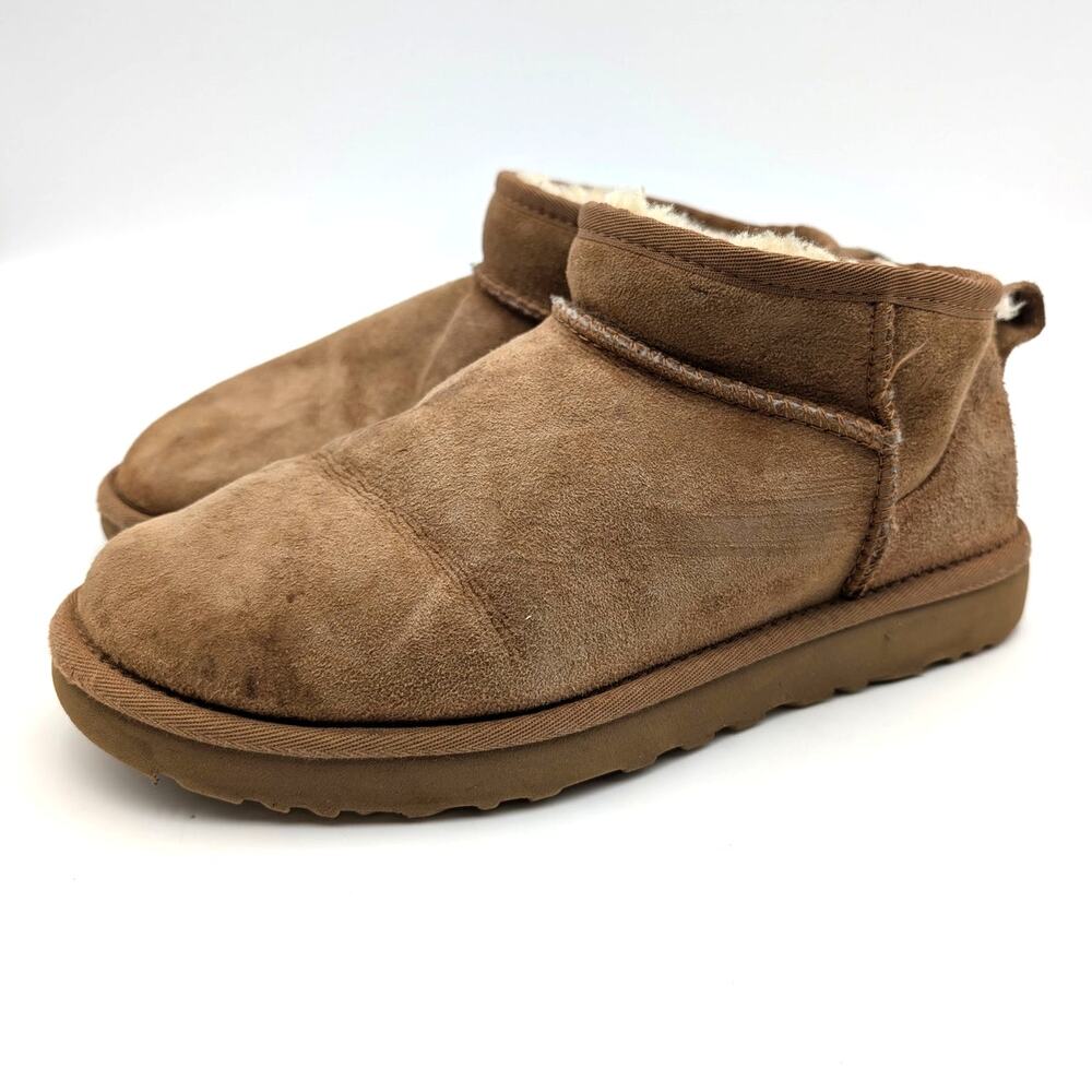 UGG Classic Ultra Mini Sheepskin Winter Boots Women's Chestnut Size US8 EU39